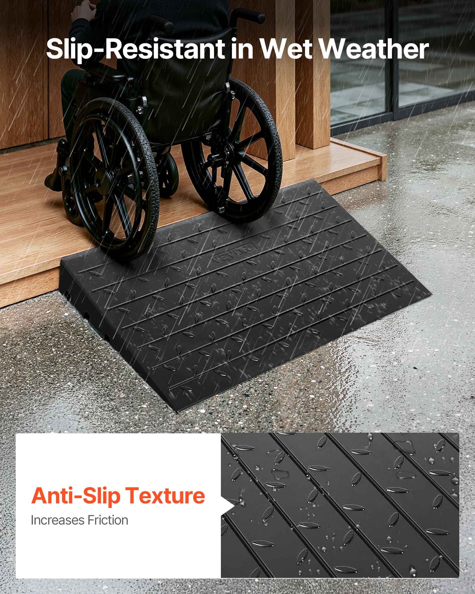 VEVOR Rubber Kerb Ramp Rubber Threshold Ramp 102mmH 1t Load Wheelchair Access