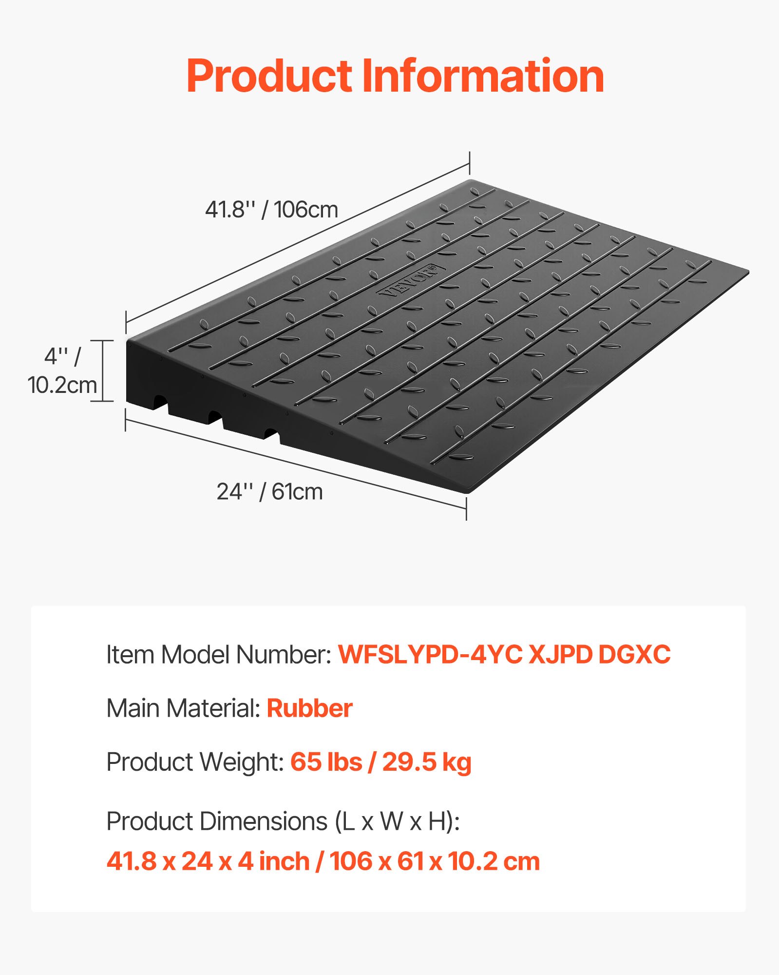 VEVOR Rubber Kerb Ramp Rubber Threshold Ramp 102mmH 1t Load Wheelchair Access