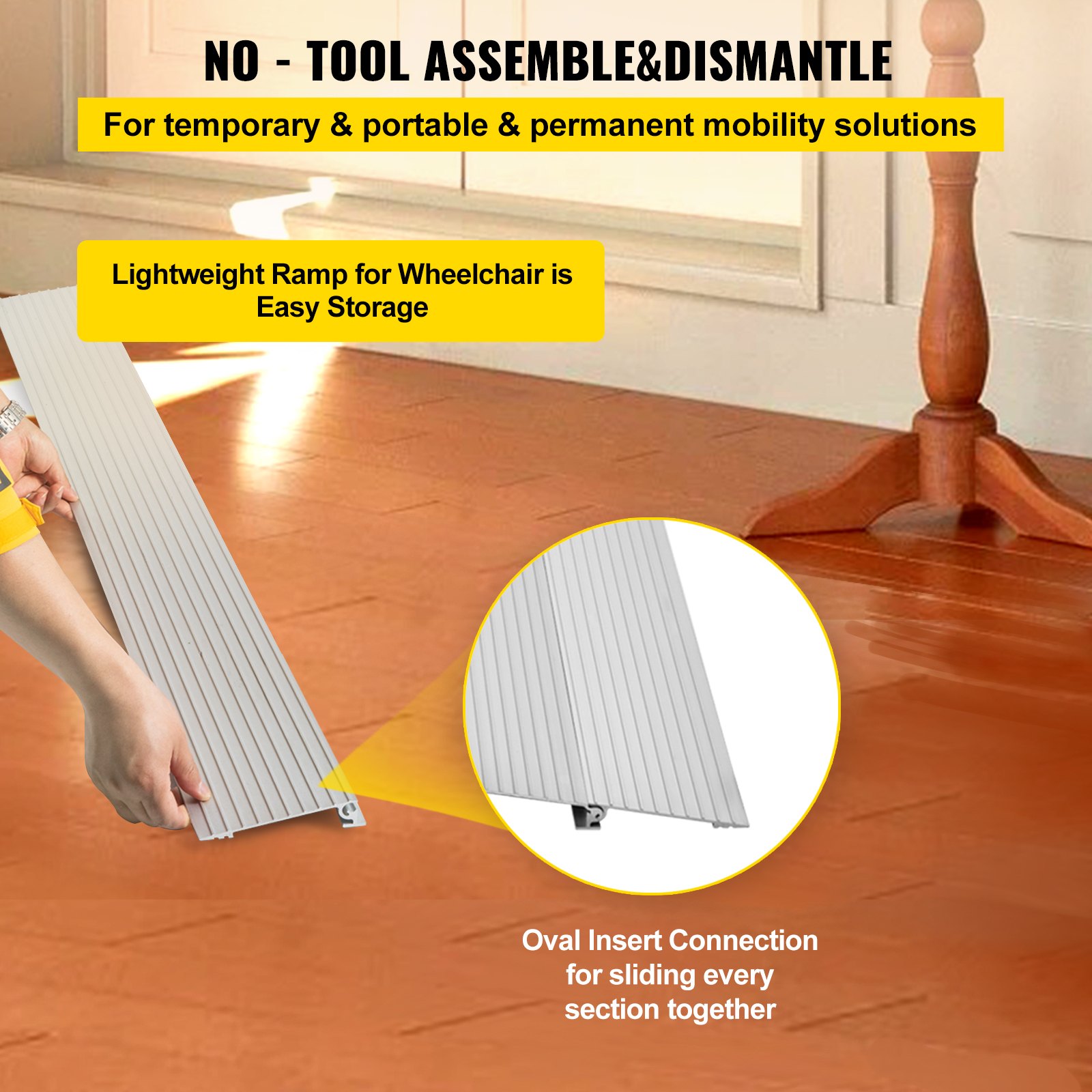 VEVOR Transition Entry Ramp Modular Threshold Ramp Aluminum 1" Rise Rated 800lbs