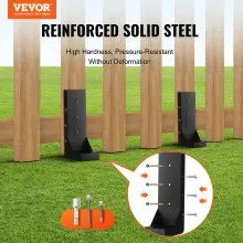 VEVOR Fence Post Anchor Repair Kit, 6 Pack Inner Diameter 3.5 x3.5 Inches Heavy Duty Steel Fence Post Support Stakes, Anchor Ground Spike for Repair Tilted, Broken Wood Fence Post, Enveloping