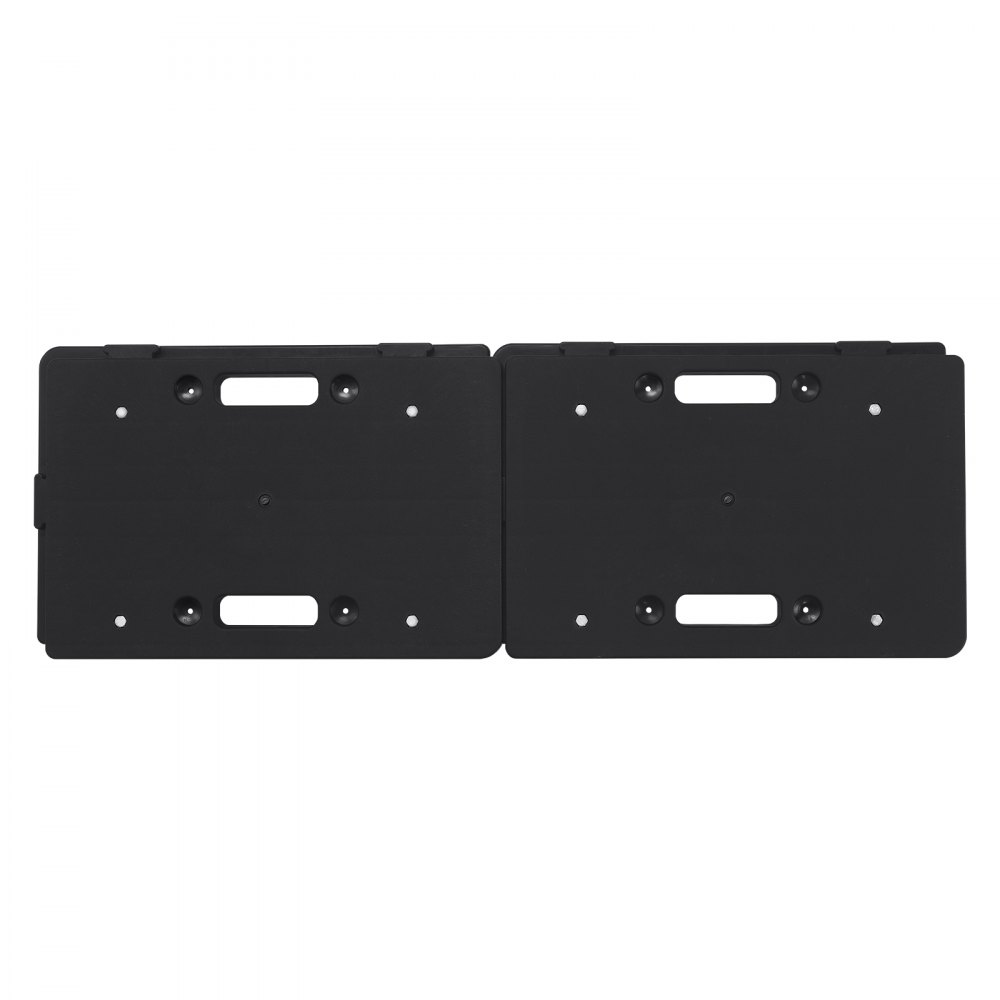 black, rectangular VEVOR furniture dolly with grip holes, and multiple mounting points.