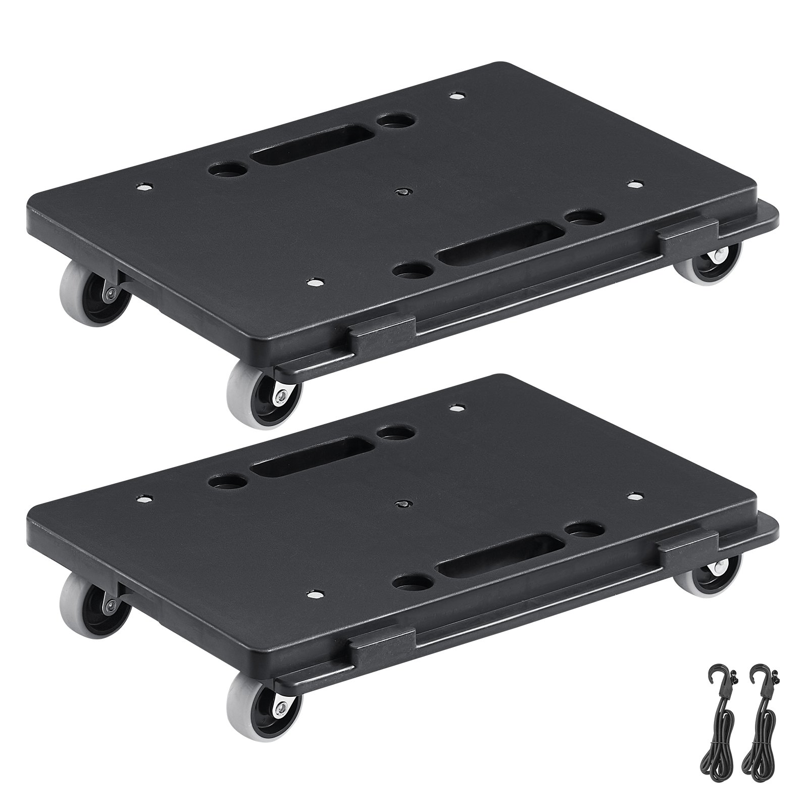 two black VEVOR furniture dollies with four wheels each and two black straps.