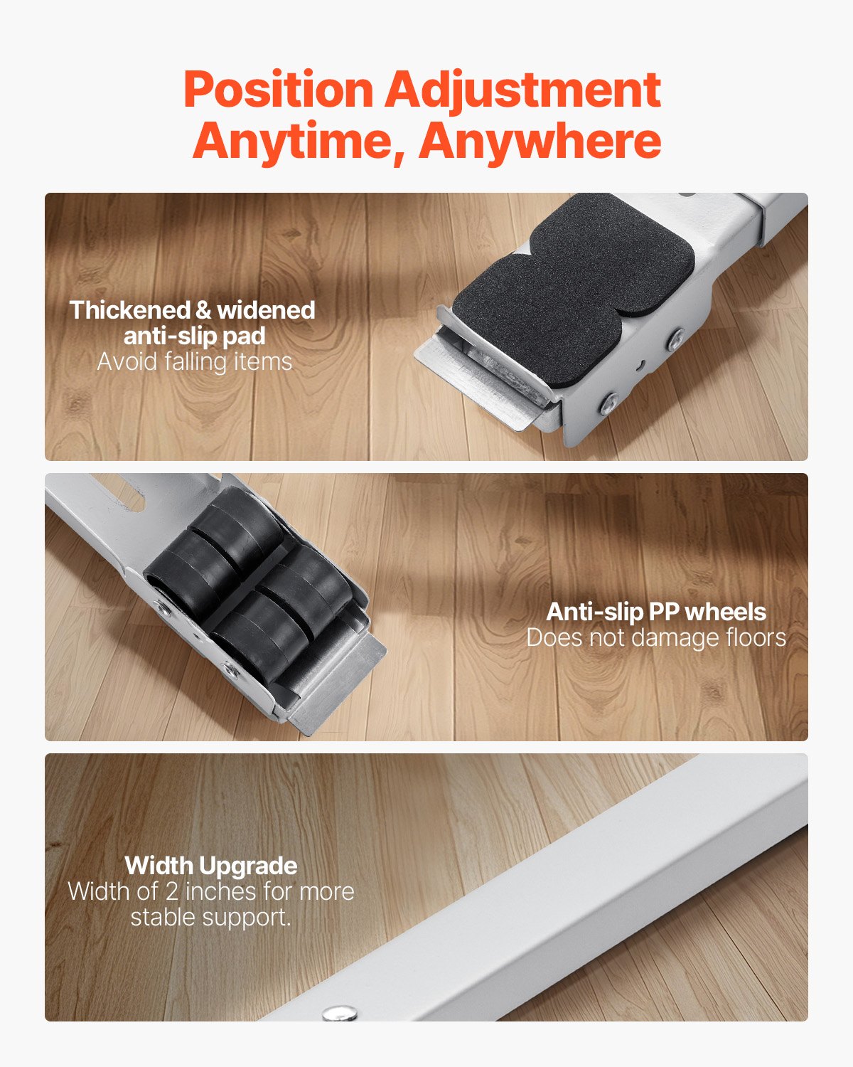 VEVOR Heavy Duty Furniture Appliances Rollers, 299.4 kg Total Load, Extendable Appliance Rollers Mobile Washing Machine Base, Fridge Stand Dolly Movers for Refrigerators, Dryers, Dishwashers, White