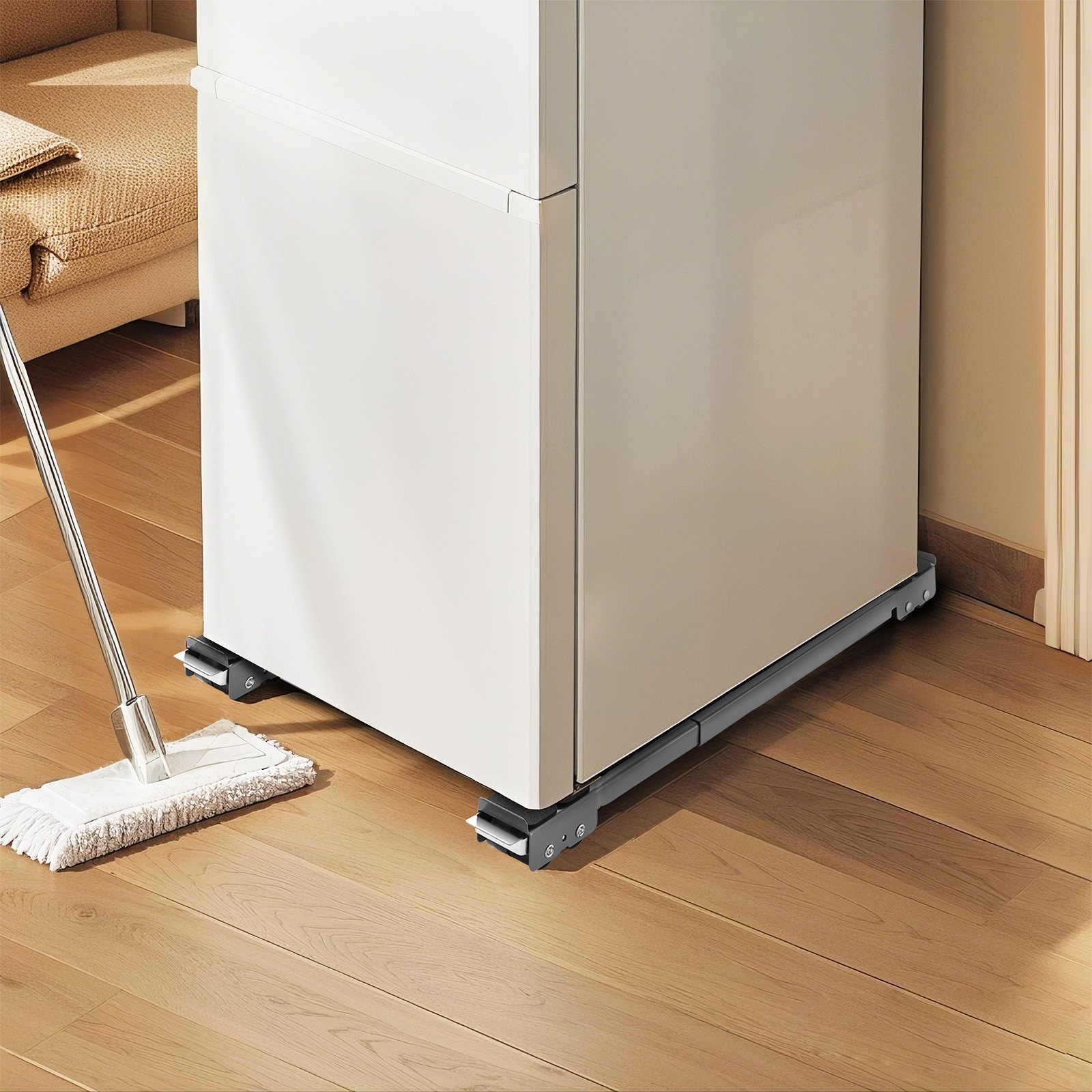 VEVOR Heavy Duty Furniture Appliances Rollers, 299.4 kg Total Load, Extendable Appliance Rollers Mobile Washing Machine Base, Fridge Stand Dolly Movers for Refrigerators, Dryers, Dishwashers, White