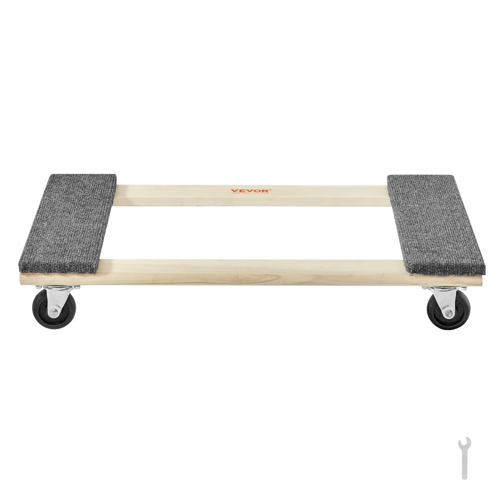 VEVOR Furniture Dolly, 1000 lbs Load Capacity, 18" x 30", 4 x 3" PP Swivel Casters, Heavy Duty Hardwood Furniture Moving Dolly, Mover's Dolly, Moving Cart with Wheels for Heavy Furniture Home Cleaning