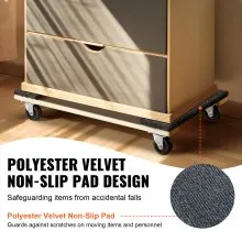 VEVOR Furniture Dolly, 1000 lbs Load Capacity, 18" x 30", 4 x 3" PP Swivel Casters, Heavy Duty Hardwood Furniture Moving Dolly, Mover's Dolly, Moving Cart with Wheels for Heavy Furniture Home Cleaning