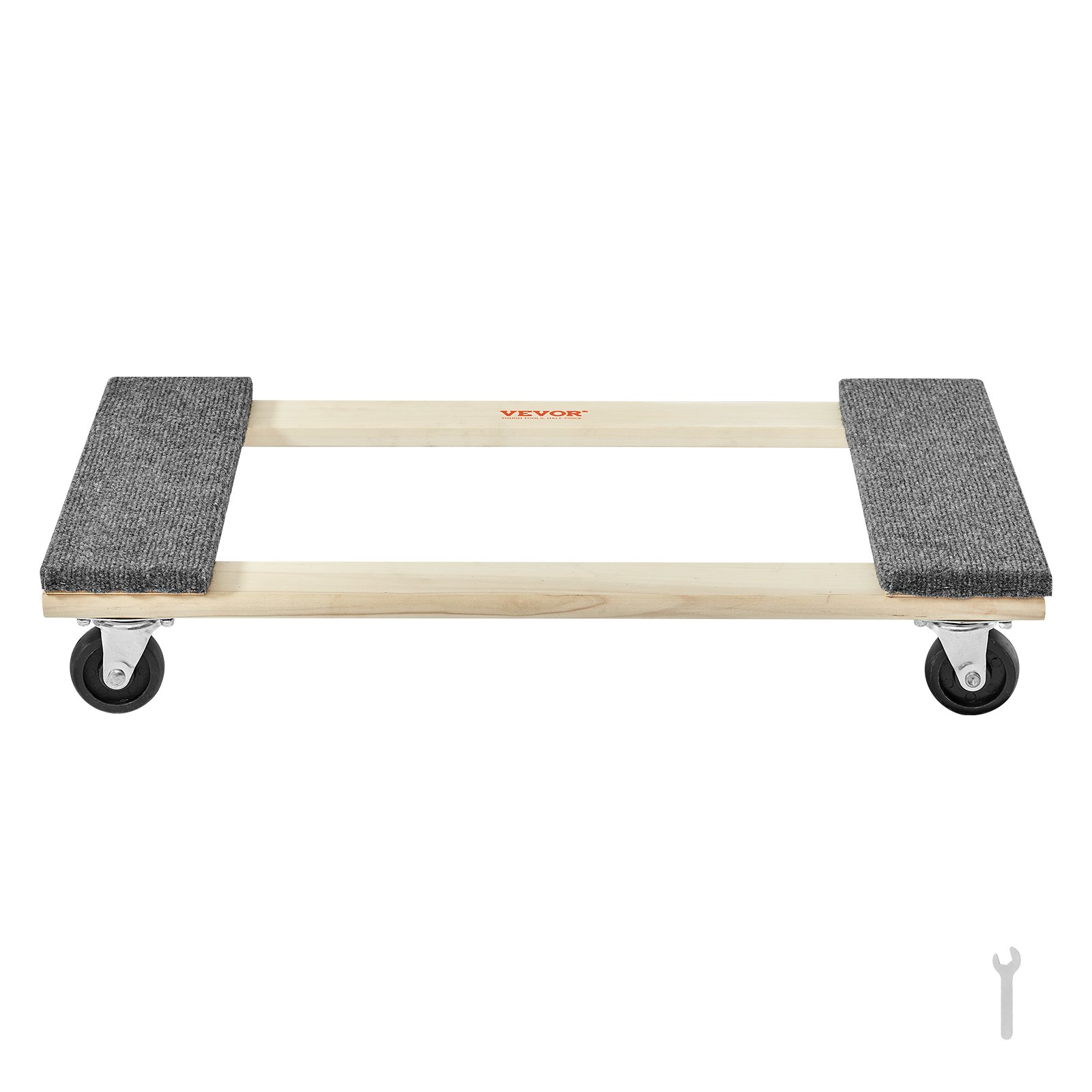 VEVOR Furniture Dolly, 1000 lbs Load Capacity, 18" x 30", 4 x 3" PP Swivel Casters, Heavy Duty Hardwood Furniture Moving Dolly, Mover's Dolly, Moving Cart with Wheels for Heavy Furniture Home Cleaning
