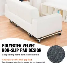 VEVOR Furniture Dolly, 1000 lbs Each Load Capacity, 2 Packs, 18" x 30", 8 x 3" PP Swivel Casters, Heavy Duty Hardwood Furniture Moving Dolly, Mover's Dolly, Moving Cart with Wheels for Heavy Furniture