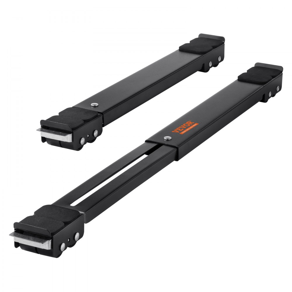 VEVOR furniture dolly, adjustable black metal rails with cushioned ends for moving heavy items.