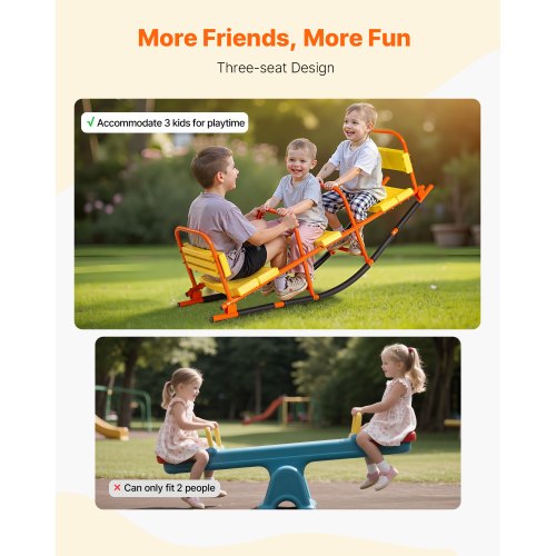 Balancín Giratorio 360° Para Niños – Capacidad De 45.4 Kg Por Asiento – Estructura De Acero Con Patas De 3 Puntas – Exterior Resistente