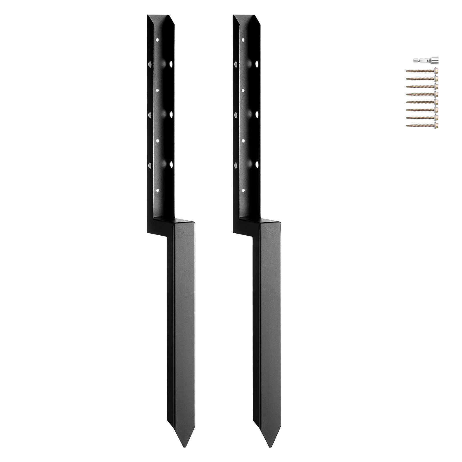 VEVOR Fence Post Anchor Repair Kit, 2 Pack Inner Diameter 5 x5 cm Heavy Duty Steel Fence Post Support Stakes, Anchor Ground Spike for Repair Tilted, Broken Wood Fence Post