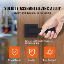 VEVOR Dummy Door Lever, 1 PC Non-Turning Single Side Push/Pull Handle, Contemporary Square Door Lever Set, Reversible for Right and Left Sided Doors,For Pantry, Closet, and French Doors, Matte Black