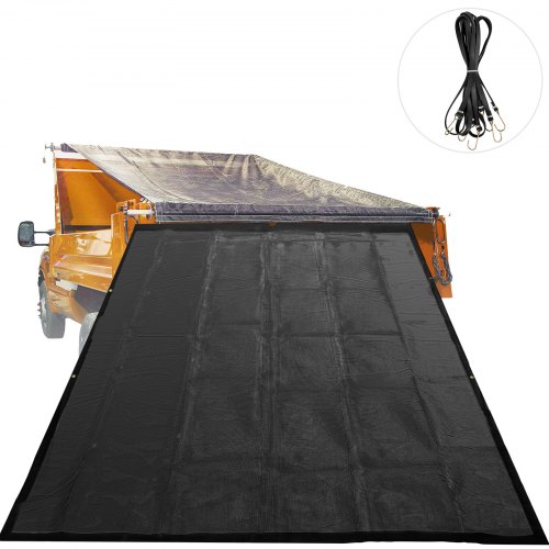 VEVOR Dump Truck Mesh Tarp 8'X12' Black Mesh Tarp with Grommets Heavy Duty Mesh Tarp with 6'' Pocket Opening Shade Mesh Tarp PVC Coated Trailer Tarp for Truck Bed Cover