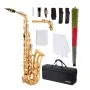 VEVOR Alto Saxophone, E Flat, Brass Saxophone Beginner Kit with Carrying Case, Mouthpiece, Straps, Cleaning Cloth Rod, Gloves, Grease, Neck Strap, 23 Keys Alto Sax Kit, for Beginners Students, Gold