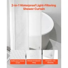 VEVOR No Hook Shower Curtain with Snap-in Liner 74 x71 in for Bathroom Showers