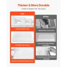 VEVOR No Hook Shower Curtain with Snap-in Liner 74 x71 in for Bathroom Showers