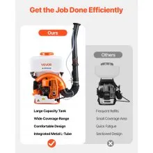 VEVOR Backpack Fogger Sprayer, 63CC 3HP Engine, Gas Powered Fogger Sprayer with 4 Gallon Tank, Powder and Liquid Mister Duster System for Effective Fleas Ticks Critters Control, Gardening & Farming