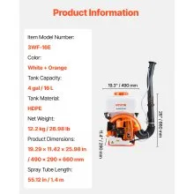 VEVOR Backpack Fogger Sprayer, 63CC 3HP Engine, Gas Powered Fogger Sprayer with 4 Gallon Tank, Powder and Liquid Mister Duster System for Effective Fleas Ticks Critters Control, Gardening & Farming