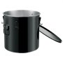 VEVOR fryer grease bucket in black with handles and a partially open lid, showcasing its large capacity.