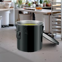 VEVOR Fryer Grease Bucket, 8 Gal Oil Disposal Caddy Stainless Steel Fryer Oil Bucket Rust-Proof Coating, Oil Transport Container with Lid, Lock Clips, Filter Bag for Hot Cooking Oil Filtering, Black