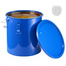VEVOR Fryer Grease Bucket, 6 Gal Oil Disposal Caddy Carbon Steel Fryer Oil Bucket with Rust-Proof Coating, Oil Transport Container with Lid, Lock Clips, Filter Bag for Hot Cooking Oil Filtering, Blue
