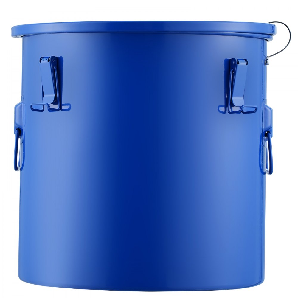 VEVOR Fryer Grease Bucket, 8 Gal Oil Disposal Caddy Carbon Steel Fryer Oil Bucket with Rust-Proof Coating, Oil Transport Container with Lid, Lock Clips, Filter Bag for Hot Cooking Oil Filtering, Blue