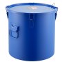 blue VEVOR fryer grease bucket with secure lid and handles for convenient grease disposal.