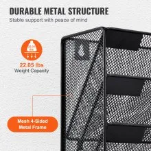 VEVOR Hanging Wall Files Organizer, 2-Piece 6 Pocket Vertical Wall File Holder, Metal Wall Mounted Magazine Mail Paper Document Storage Folder, with Nametag Label, Bottom Flat Tray, for Office Home & School