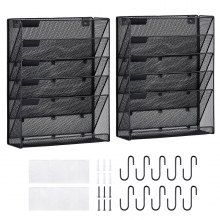 VEVOR File Wall Rack Mesh Wall File Holder 2-Piece 6 Pocket for Office/School