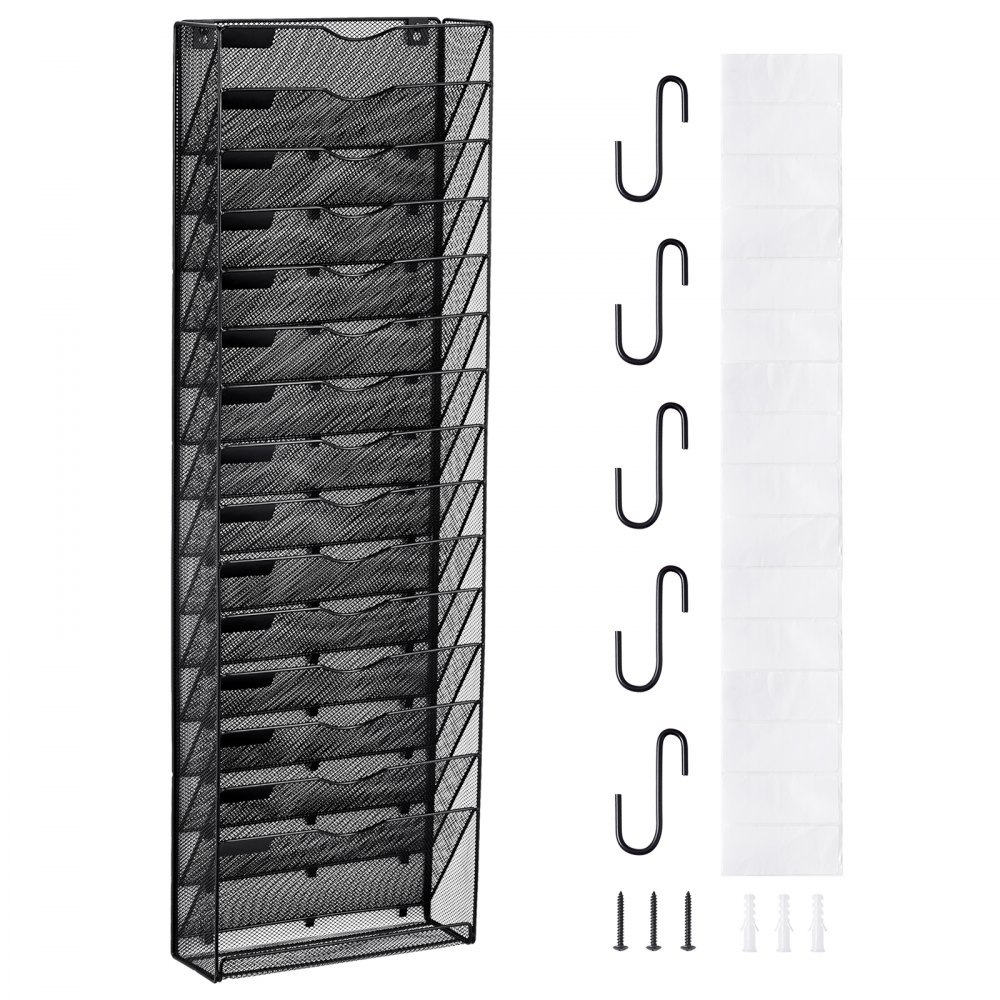 VEVOR - Estante de pared para archivos, soporte de malla para archivos de pared, 1 pieza, 16 bolsillos para oficina o escuela