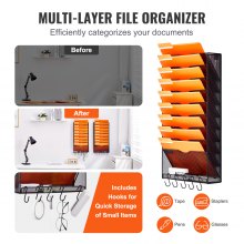 VEVOR File Wall Rack, Two-Piece 10 Pockets Mesh Wall File Holder, Wall Mounted Magazine Mail Paper & Document Storage Folder, Metal Wall File Organizer with Nametag Label, for Office Home & School