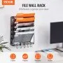 VEVOR File Wall Rack, One-Piece 6 Pockets Mesh Wall File Holder, Wall Mounted Magazine Mail Paper & Document Storage Folder, Metal Wall File Organizer with Nametag Label, for Office Home & School