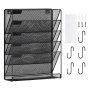 VEVOR File Wall Rack, One-Piece 6 Pockets Mesh Wall File Holder, Wall Mounted Magazine Mail Paper & Document Storage Folder, Metal Wall File Organizer with Nametag Label, for Office Home & School
