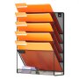 VEVOR File Wall Rack, One-Piece 6 Pockets Mesh Wall File Holder, Wall Mounted Magazine Mail Paper & Document Storage Folder, Metal Wall File Organizer with Nametag Label, for Office Home & School