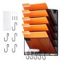 VEVOR File Wall Rack, One-Piece 6 Pockets Mesh Wall File Holder, Wall Mounted Magazine Mail Paper & Document Storage Folder, Metal Wall File Organizer with Nametag Label, for Office Home & School