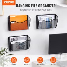 VEVOR Hanging Wall Files Organizer, 3 Pack Single Pocket Mesh Wall File Holder, Metal Wall Folder Organizer with Nametag Label, for Office Home & School