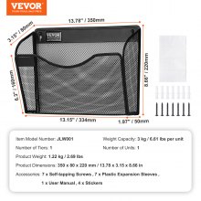 VEVOR Hanging Wall Files Organizer, 3 Pack Single Pocket Mesh Wall File Holder, Metal Wall Folder Organizer with Nametag Label, for Office Home & School