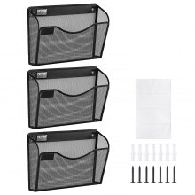 VEVOR Hanging Wall Files Organizer, 3 Pack Single Pocket Mesh Wall File Holder, Metal Wall Folder Organizer with Nametag Label, for Office Home & School