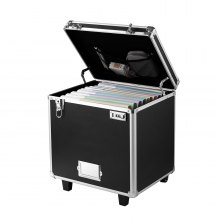 VEVOR Portable File Storage Box, 15.6 x 12.6 x 15 inch Internal Chest Size, Locking Mobile Business Case with Telescopic Handle, Hand pull File Case for Office Home, Offices, Hospitals, Banks