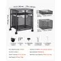 VEVOR Rolling File Cart 2-Tier Mobile Filing Cabinet with Wheels Drawers, for Home Office, Large Storage Capacity, Hanging File Folder Organizer, Easy Mobility, with 45 lbs / 20.5 kg Load, Black