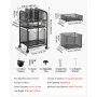 VEVOR Rolling File Cart 5-Tier Mobile Filing Cabinet with Wheels Drawers, for Home Office, Large Storage Capacity, Under Desk Hanging File Folder Organizer, with 45 lbs / 20.5 kg Max Load, Black