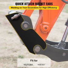 VEVOR Quick Attach Bucket Ears, 3/4’’ Thickness Excavator Bucket Ears, 2pcs Bucket Ears Attachment, Black-coating Steel w/ Precise Metal Craft, Compatible with KX040 KX71 KX91 KX121