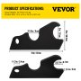 VEVOR Quick Attach Bucket Ears, 3/4" Thickness Excavator Bucket Ears, 2pcs Bucket Ears Attachment, Black-Coating Steel w/Precise Metal Craft, Compatible with KX040 KX71 KX91 KX121