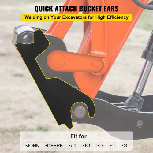 VEVOR Quick Attach Bucket Ears, 3/4" Thickness Excavator Bucket Ears, 2pcs Bucket Ears Attachment, Black-Coating Steel w/Precise Metal Craft, Compatible with KX040 KX71 KX91 KX121