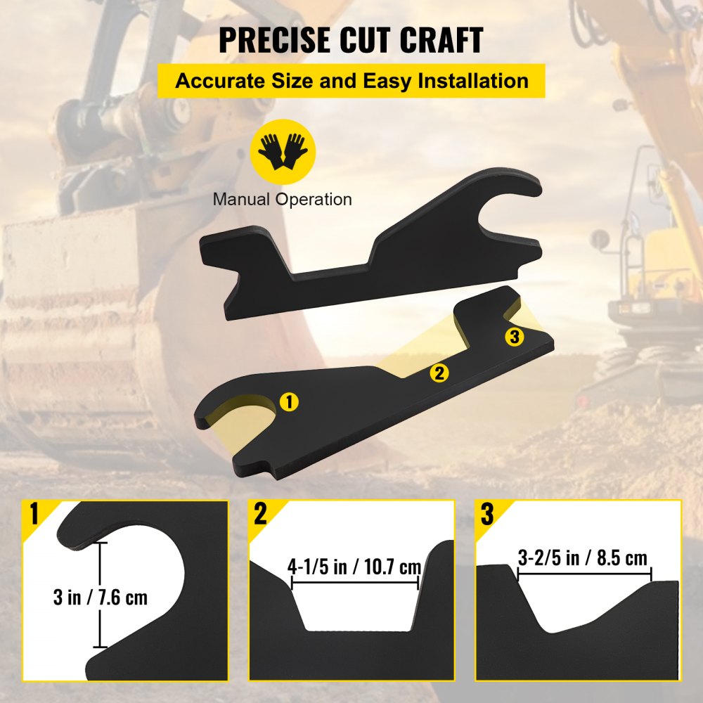VEVOR Orejas de cubo de fijación rápida, orejas de cubo de excavadora de 3/4 pulgadas de grosor, 2 piezas de accesorio de orejas de cubo, acero con revestimiento negro con artesanía de metal precisa, compatible con KX040 KX71 KX91 KX121