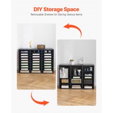 VEVOR Wooden Literature Organizer 27 Compartments with Removable Shelves Black