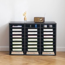 VEVOR Wooden Literature Organizer 27 Compartments with Removable Shelves Black