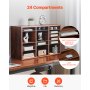 VEVOR Literature Organizer, 24 Compartments Office Mailbox with Removable Shelves, Wooden Mailbox Sorter Particle Board Office Home Classroom Storage, File Sorter for Documents, Papers, Dark Brown