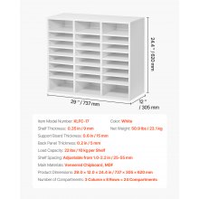 VEVOR Wooden Literature Organizer 24 Compartments with Adjustable Shelves White