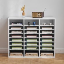 VEVOR Wooden Literature Organizer 24 Compartments with Adjustable Shelves White